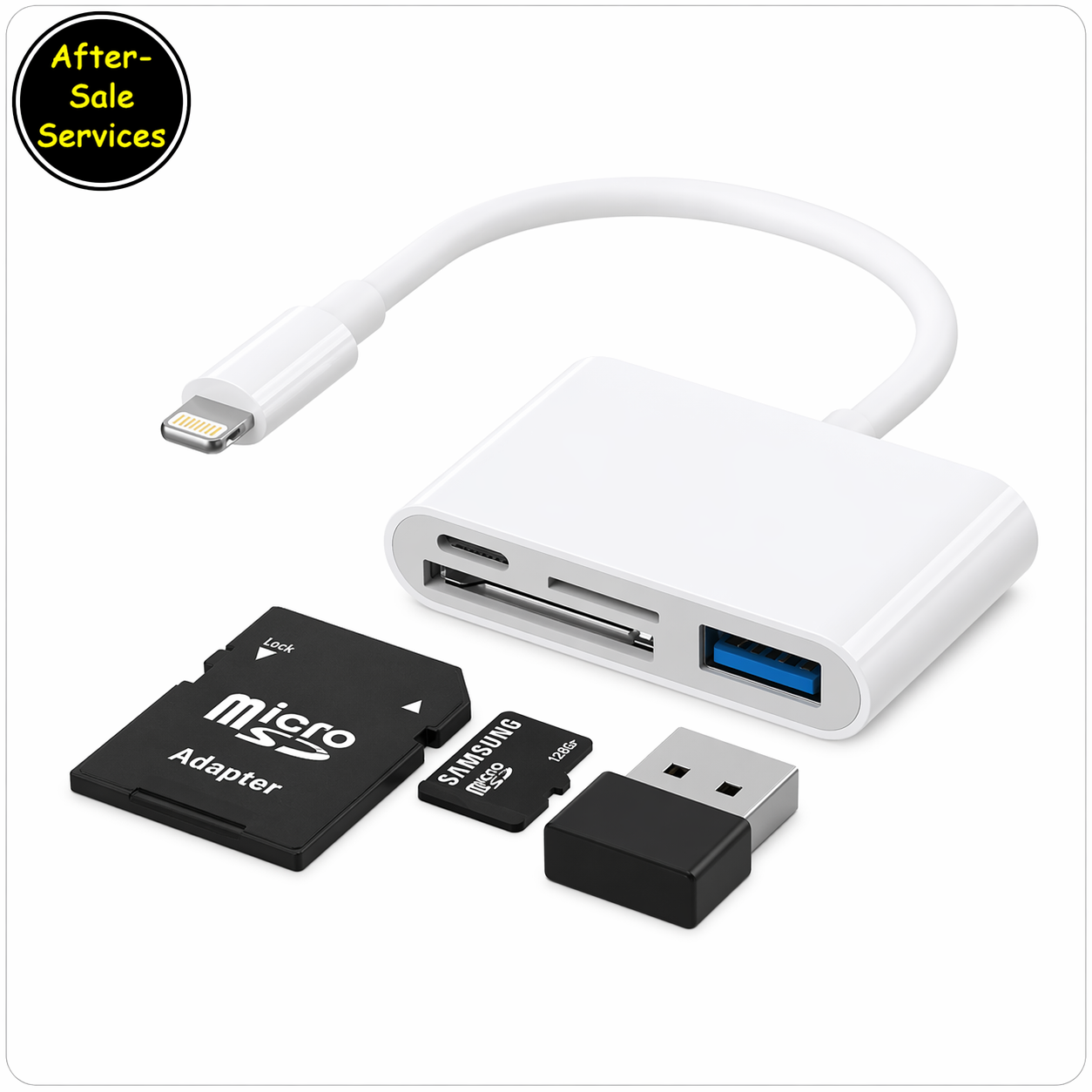 Lightning card reader and USB hub