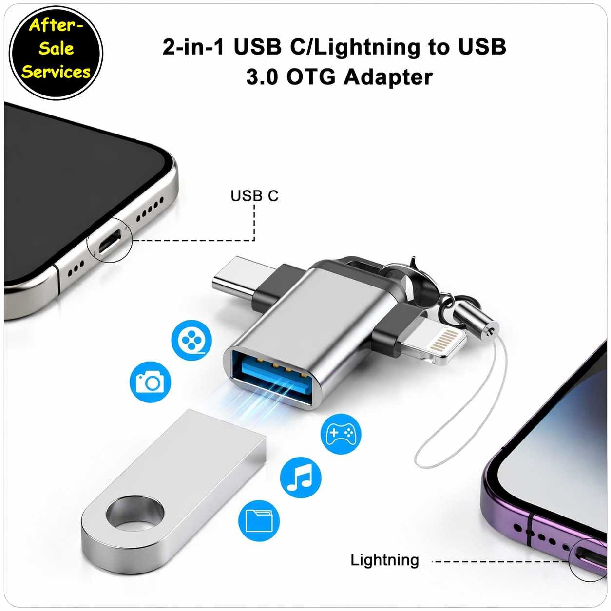USB-C Lightning OTG adapter