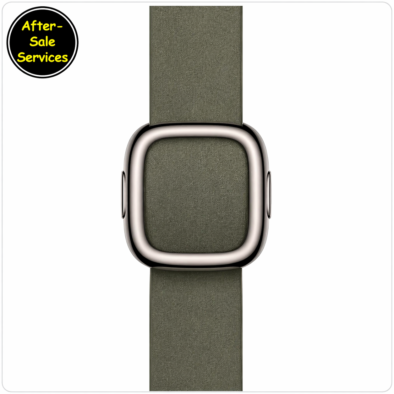 Green leather Apple Watch strap detail
