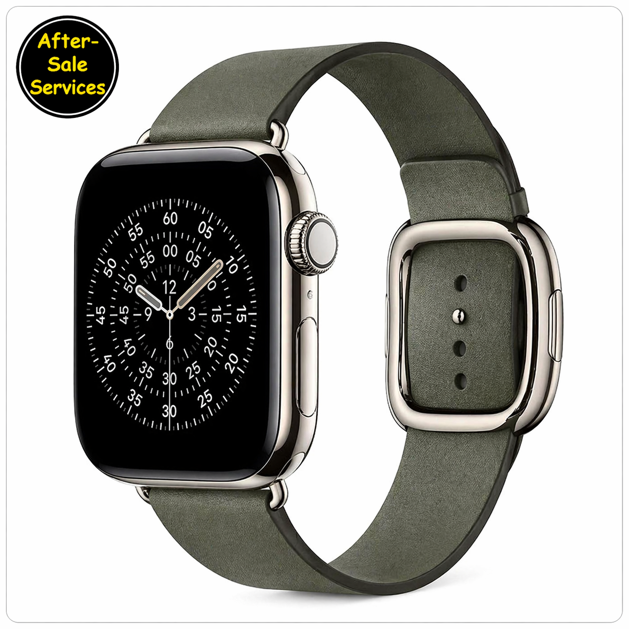 Green leather link Apple Watch strap